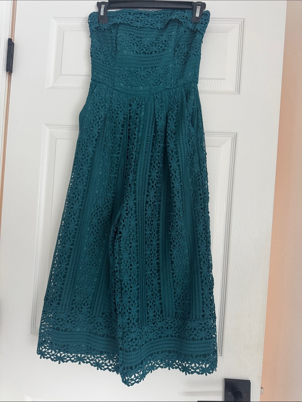 Strapless Teal Lace Jumpsuit